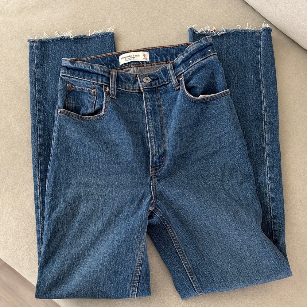 Abercrombie & Fitch Frayed Hem Blue Jeans